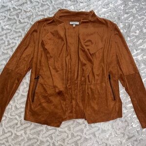 Bagatelle rust colored Faux Suede open front jacket size 1X